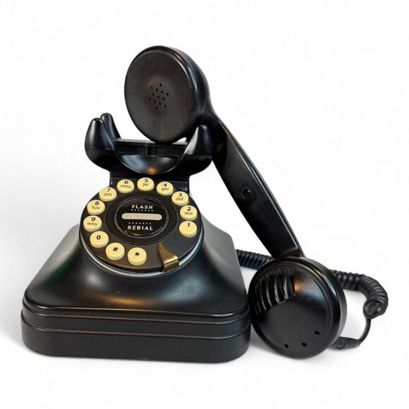 Vintage 1950s Style Retro Black Touch Tone Telephone With Flash & Redial Buttons - Picture 6 of 9